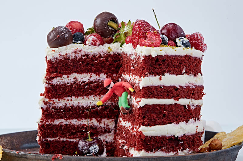 奶油抹茶鲜水果蔓越莓馅料多层蛋糕图片