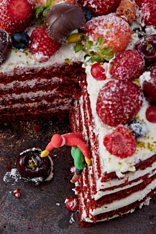 奶油抹茶鲜水果蔓越莓馅料多层蛋糕图片