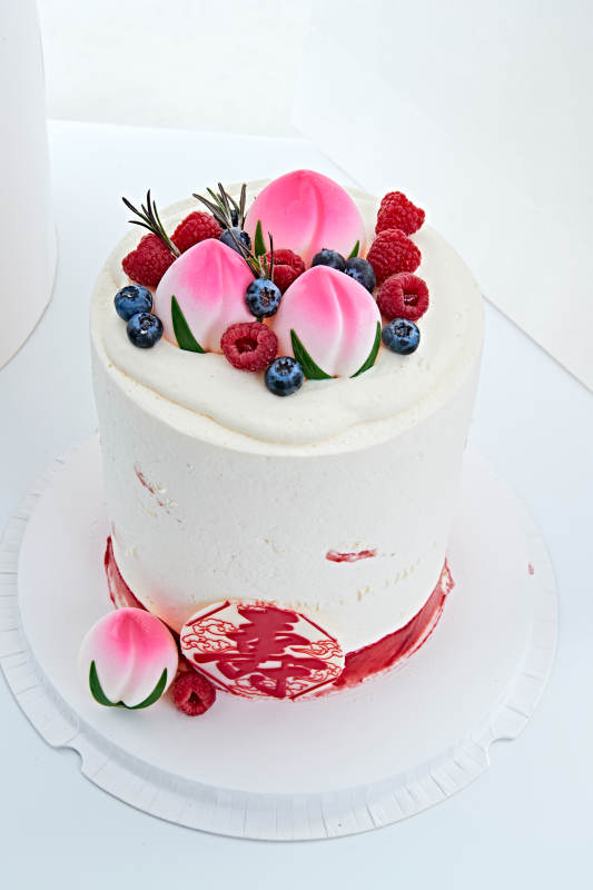 桃喜祝寿法芙娜白巧沁乳酪低糖低脂蛋糕图片