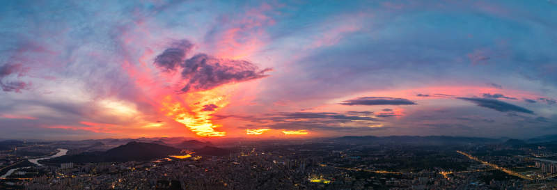 城市日落美景图片
