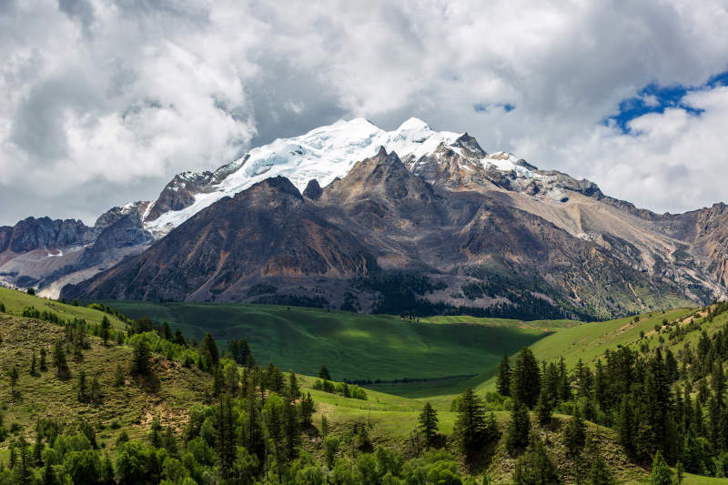 四川格聂雪山绿谷风光图片