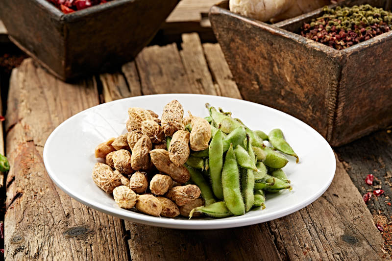 花毛一体煮花生盐水毛豆图片