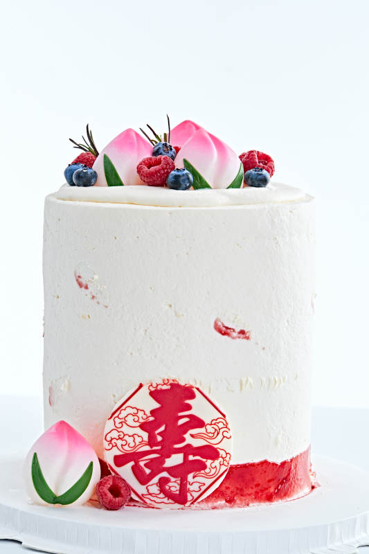 桃喜祝寿法芙娜白巧沁乳酪低糖低脂蛋糕图片