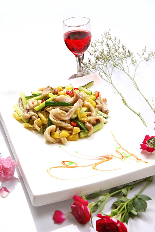 黄瓜条野山椒炒肚仁图片