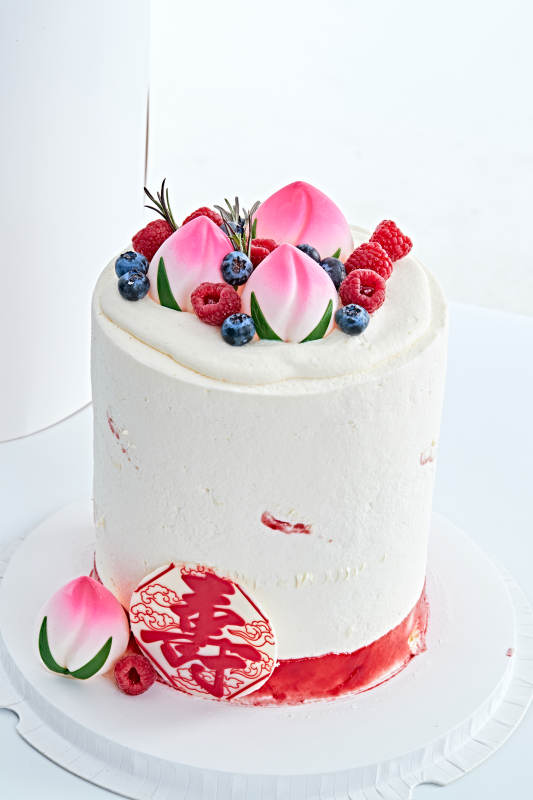 桃喜祝寿法芙娜白巧沁乳酪低糖低脂蛋糕图片