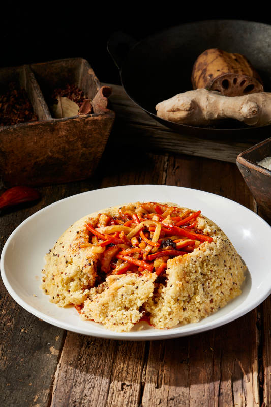 鱼香肉丝配香蒸藜麦小米饭图片