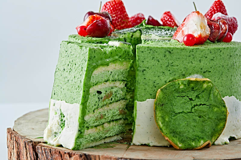 鲜果抹茶禅意鲜奶蛋糕图片