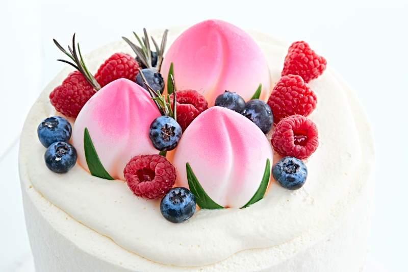 桃喜祝寿法芙娜白巧沁乳酪低糖低脂蛋糕图片