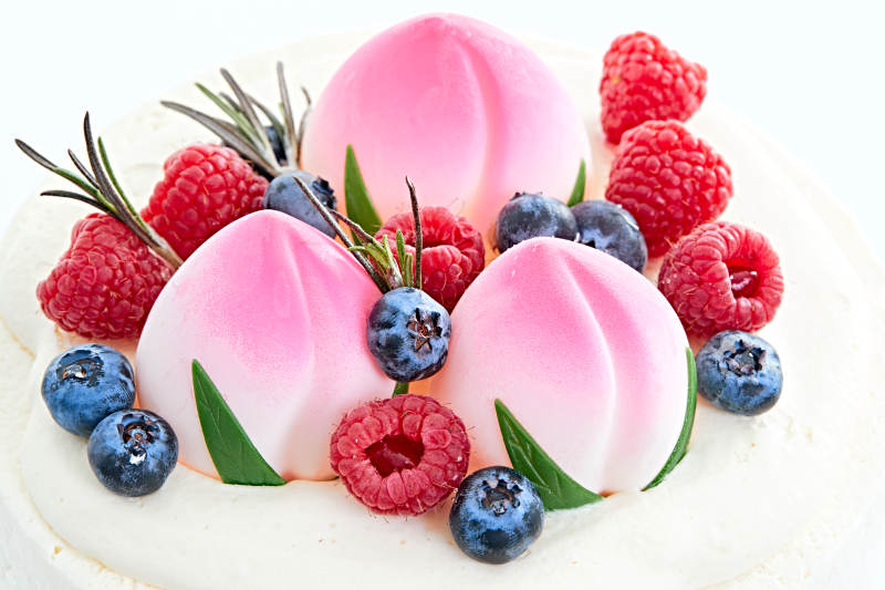 桃喜祝寿法芙娜白巧沁乳酪低糖低脂蛋糕图片