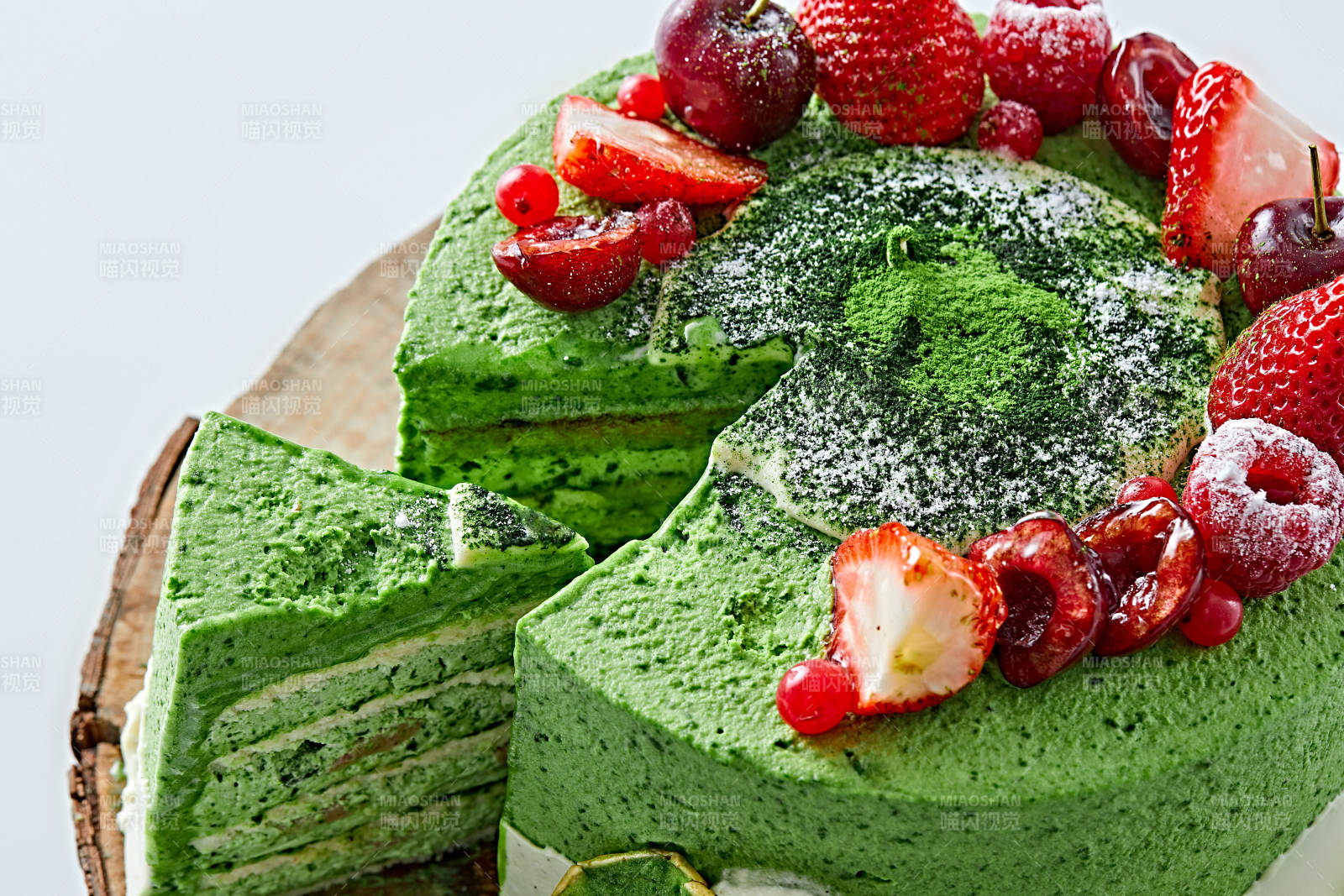 鲜果抹茶禅意鲜奶蛋糕图片