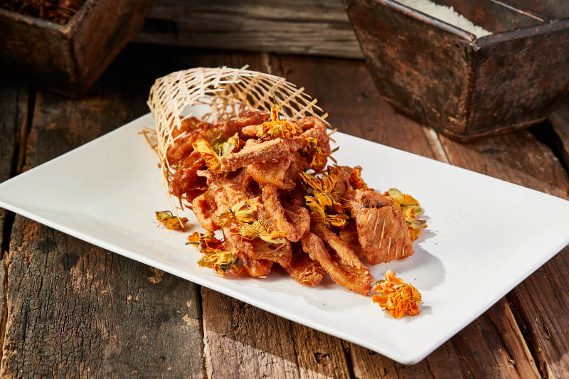 金莲拌干炸野生草鱼排图片