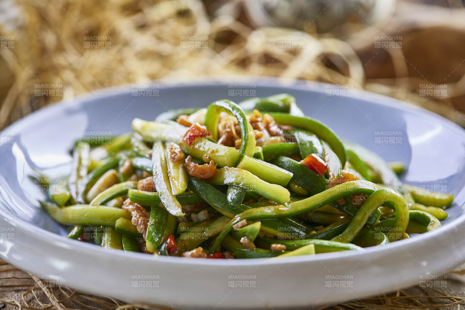 小米辣肉沫炒乳瓜条图片