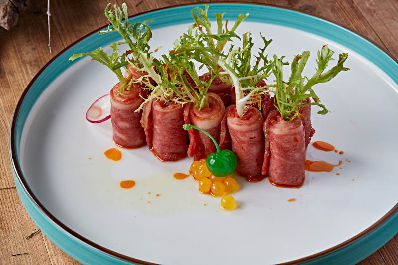 美味培根卷苦菊图片