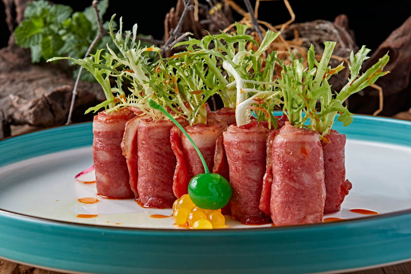 美味培根卷苦菊图片