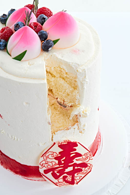 桃喜祝寿法芙娜白巧沁乳酪低糖低脂蛋糕图片