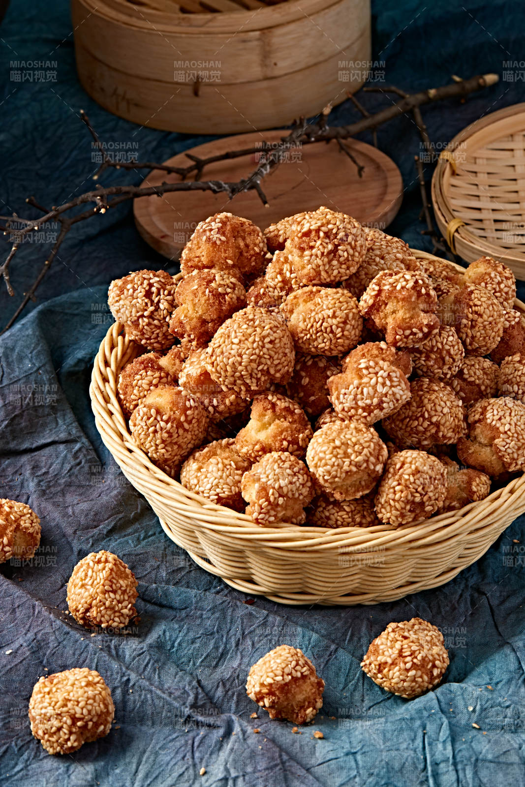 老式年货小吃开口笑芝麻酥图片