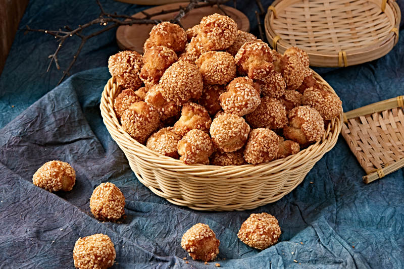 老式年货小吃开口笑芝麻酥图片