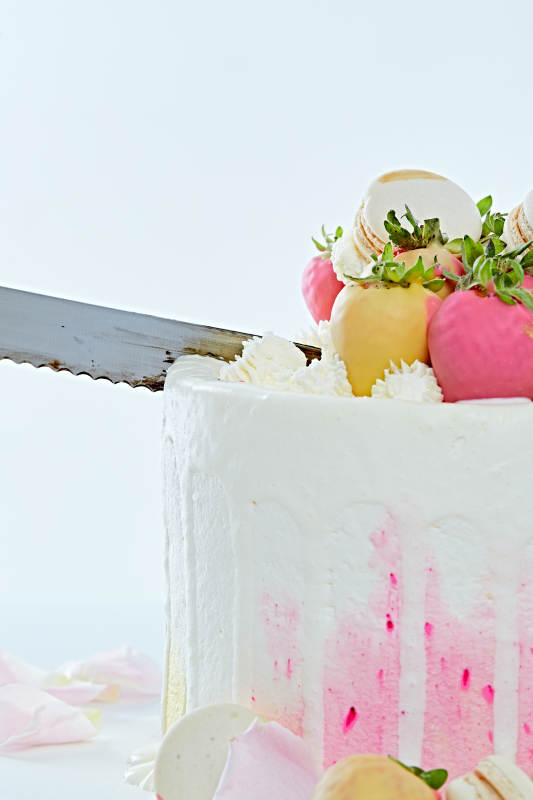 鲜草莓马卡龙法式多层奶夹心油蛋糕图片