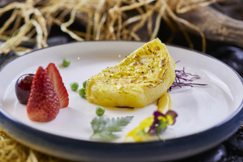 照烧深海银鳕鱼肉配南瓜慕斯图片