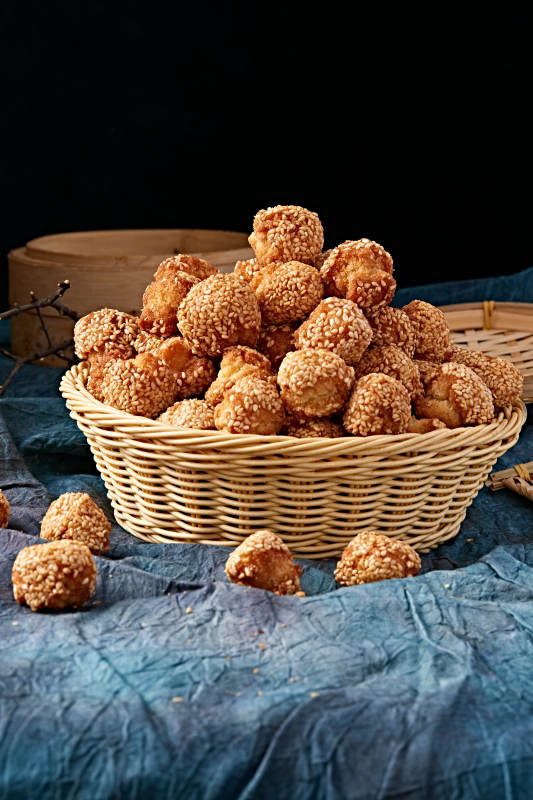 老式年货小吃开口笑芝麻酥图片