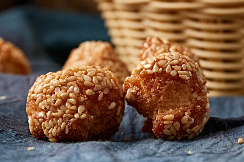 老式年货小吃开口笑芝麻酥图片