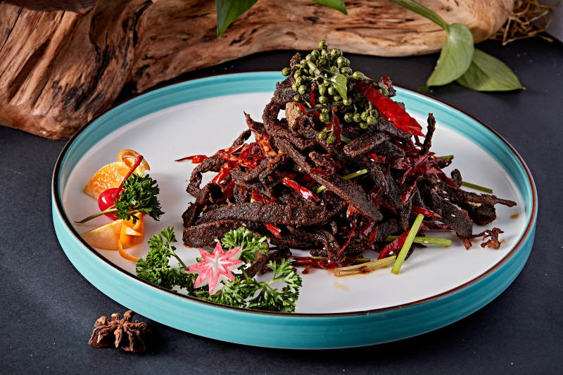 川香麻辣火边子烧肝丝图片