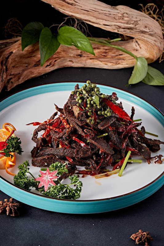 川香麻辣火边子烧肝丝图片