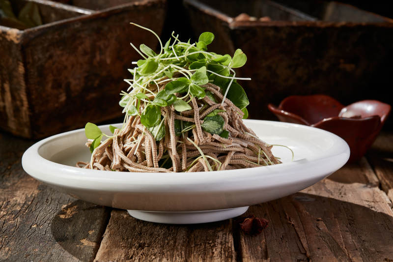 香椿苗凉拌烟熏黑豆腐丝图片