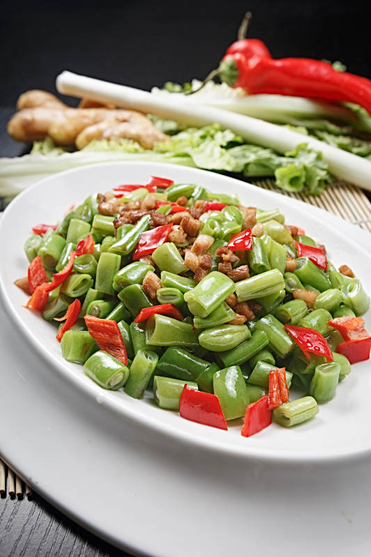 橄榄肉松四季豆图片