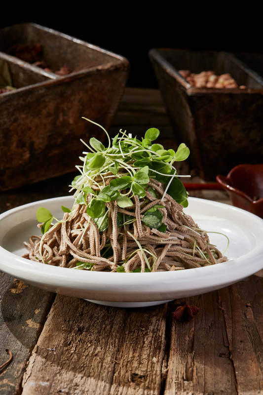 香椿苗凉拌烟熏黑豆腐丝图片