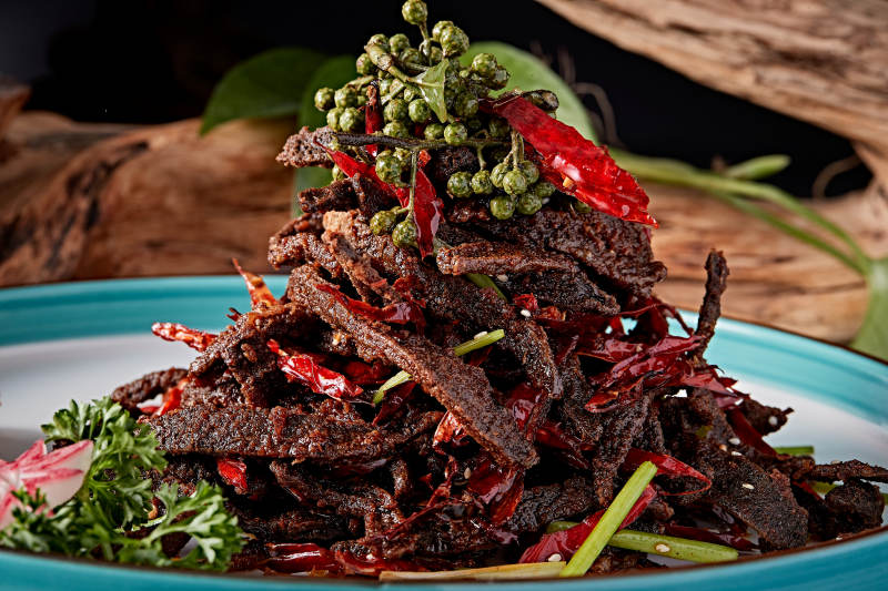 川香麻辣火边子烧肝丝图片