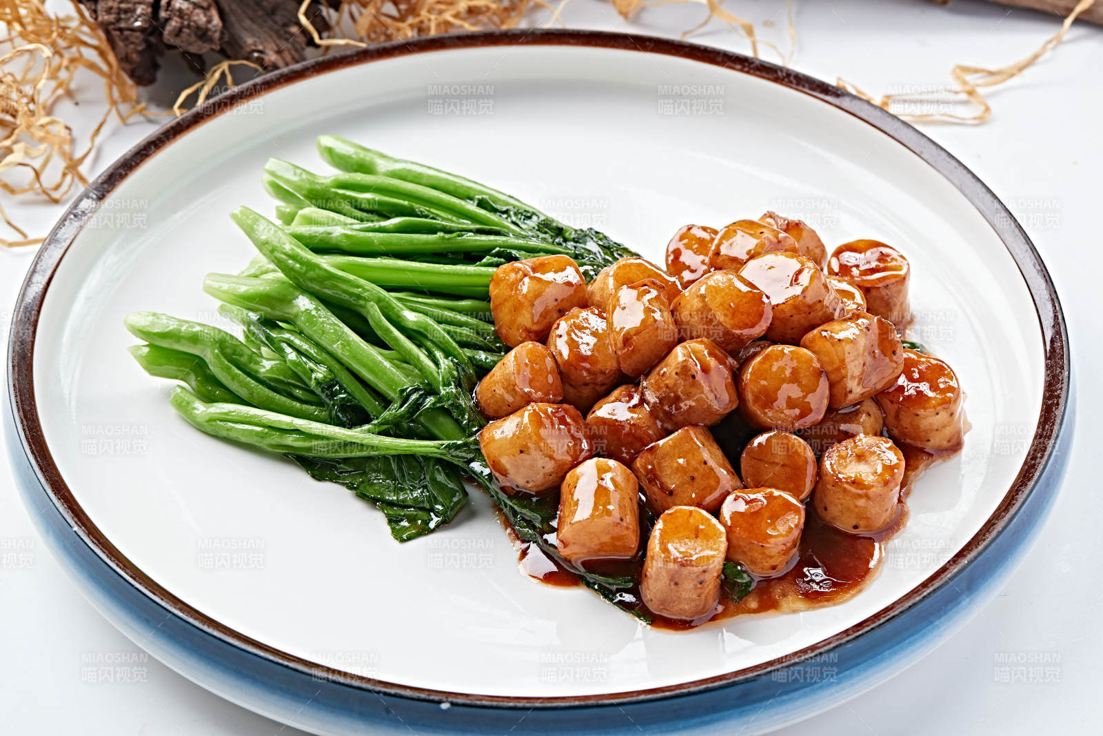 浇汁芥蓝长山药图片