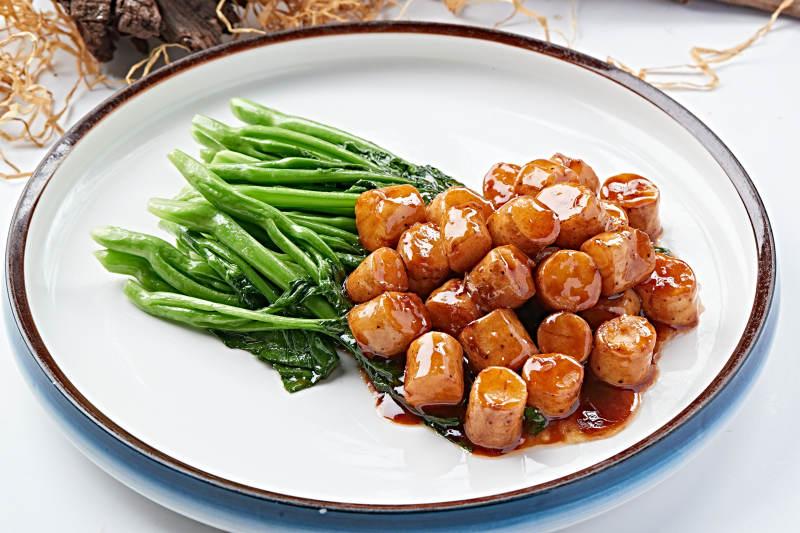 浇汁芥蓝长山药图片