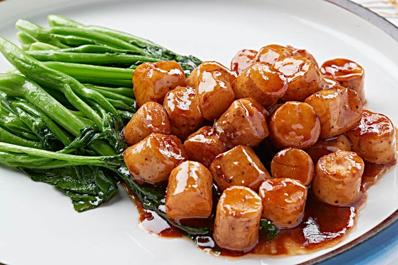浇汁芥蓝长山药图片
