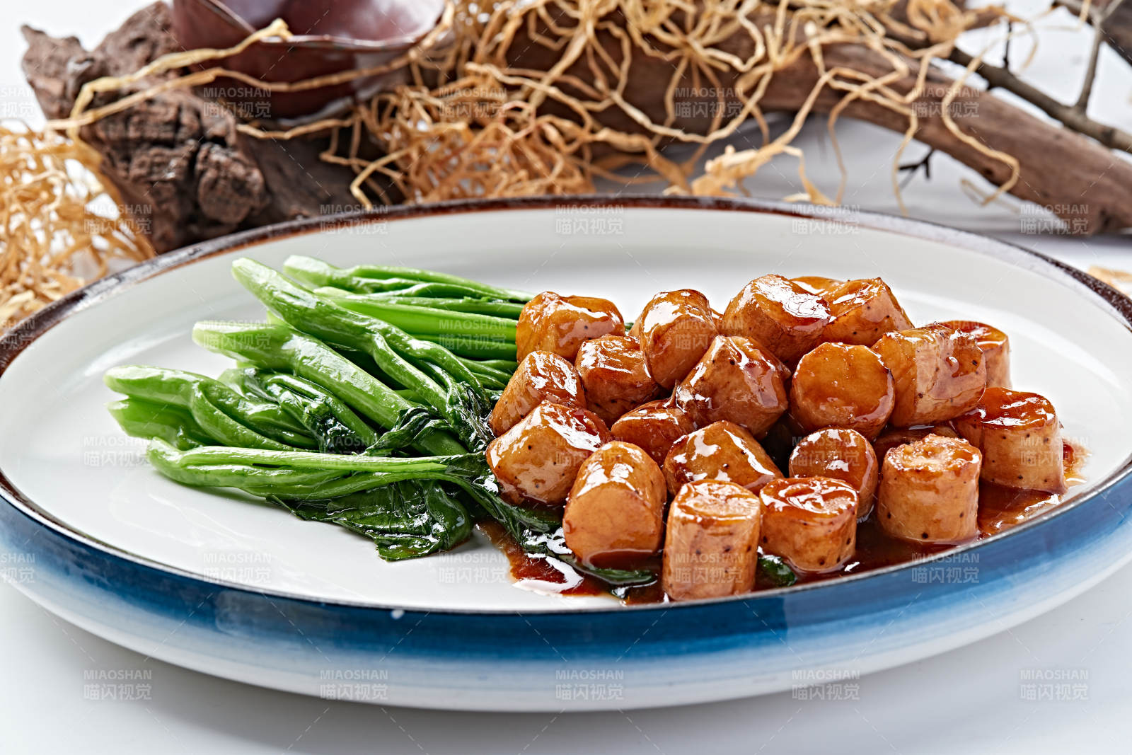 浇汁芥蓝长山药图片