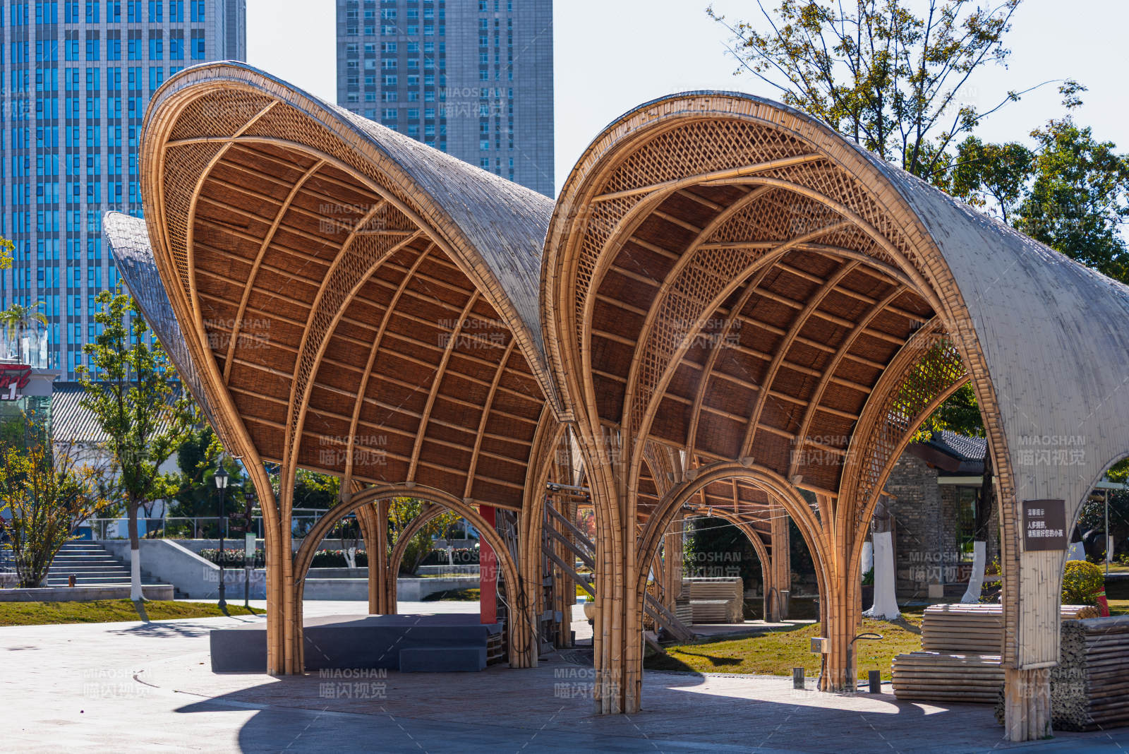 现代竹艺凉亭徽园图片