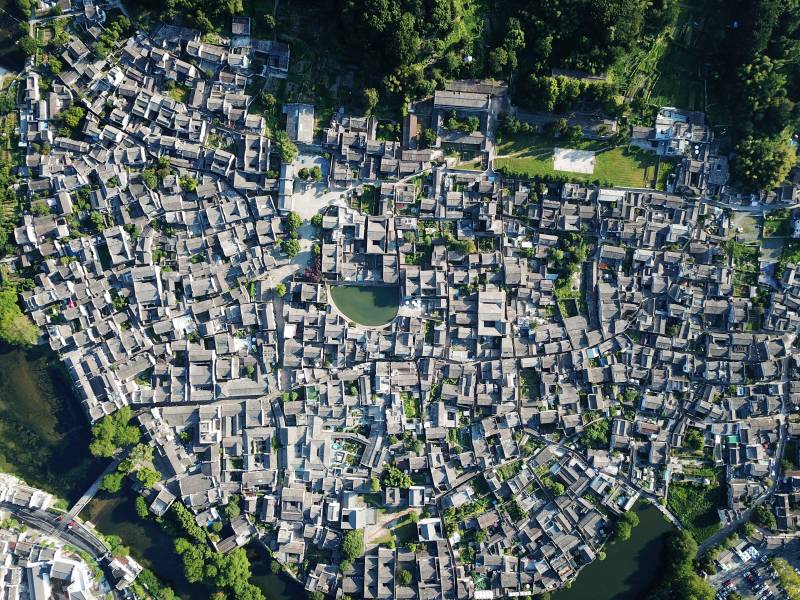 宏村古村俯瞰图图片