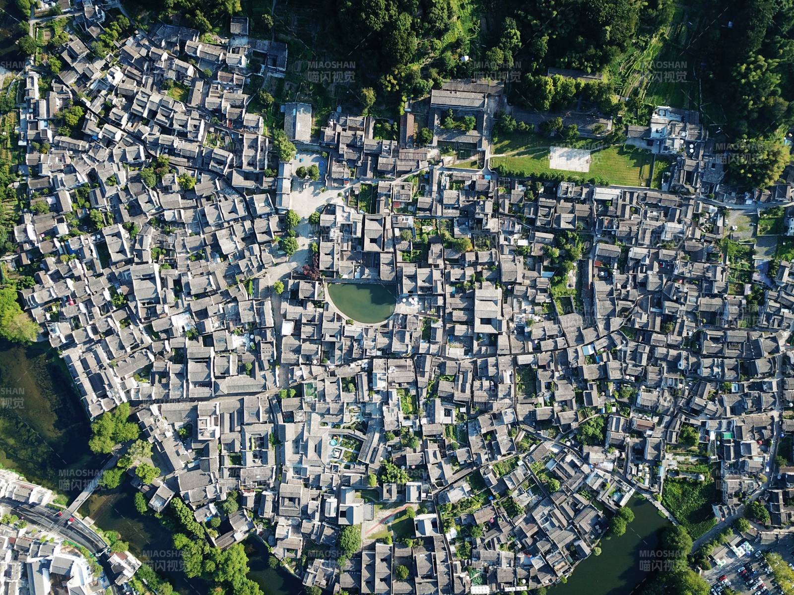 宏村古村俯瞰图图片
