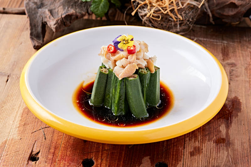 捞汁秋葵扇贝丁图片