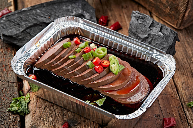 炭烤锡纸酱油猪血肠图片