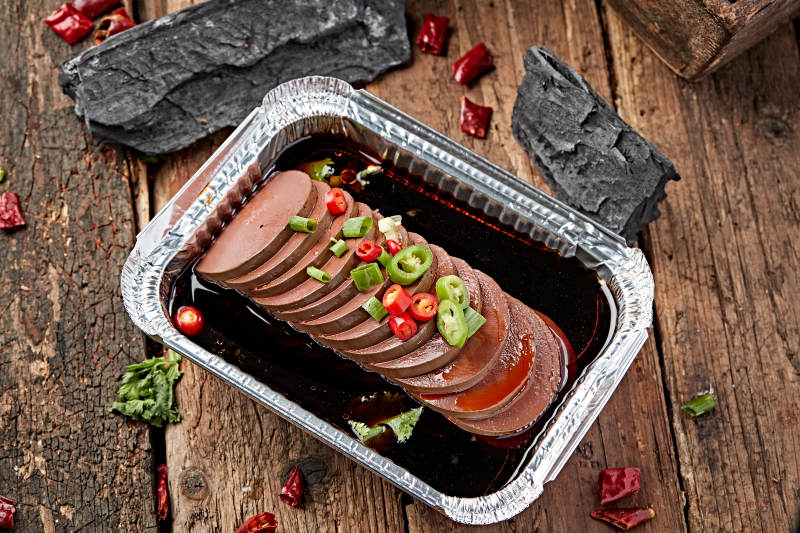 炭烤锡纸酱油猪血肠图片