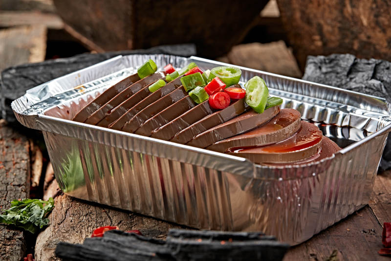 炭烤锡纸酱油猪血肠图片