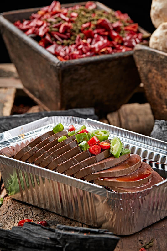 炭烤锡纸酱油猪血肠图片