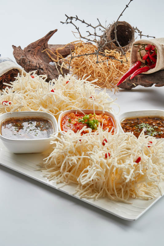 蘸酱美食火树银花油炸土豆丝图片