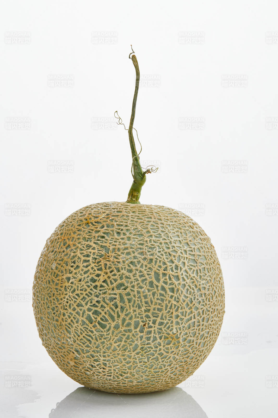 白色背景上摆放的新鲜哈密瓜图片