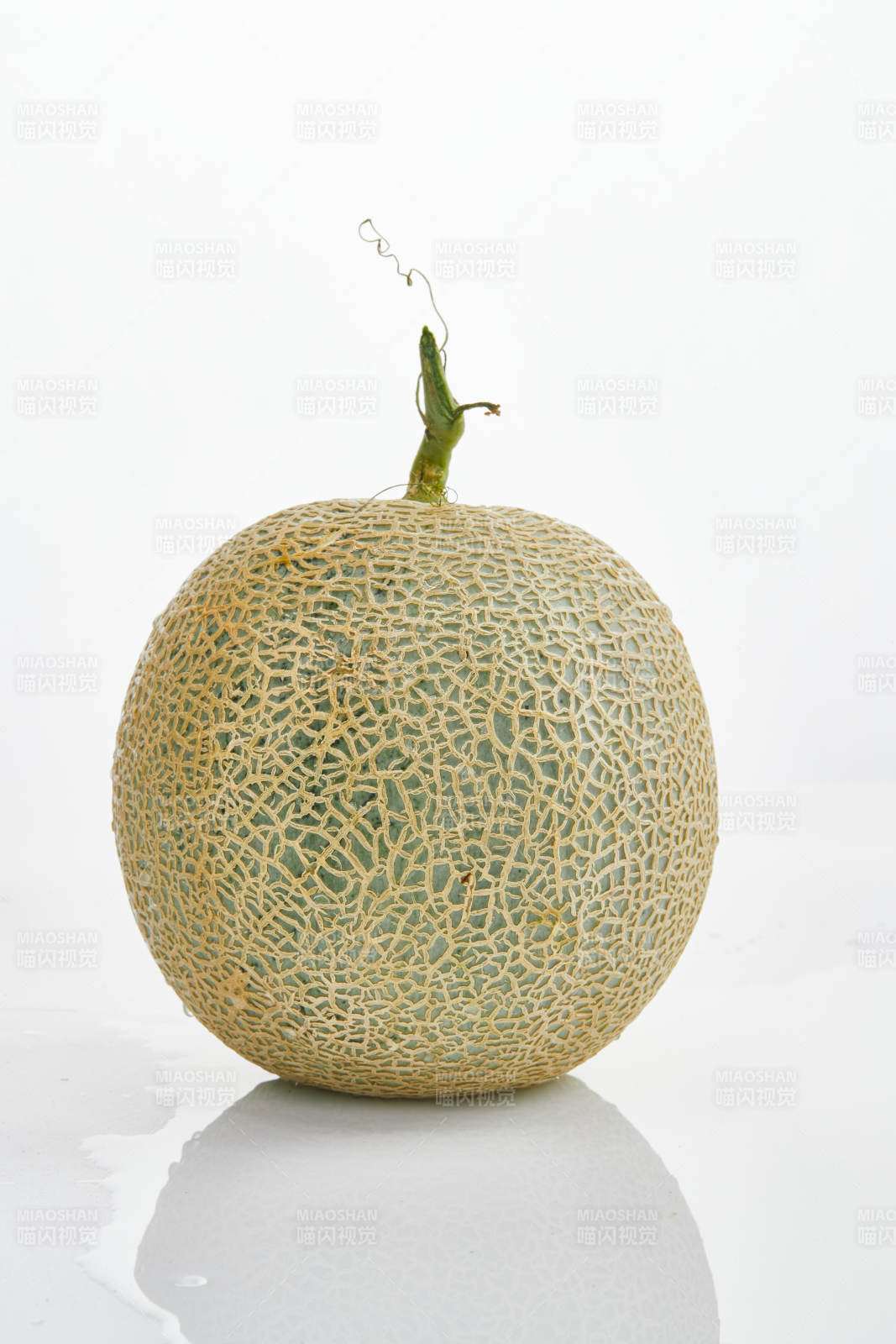 白色背景上摆放的新鲜哈密瓜图片