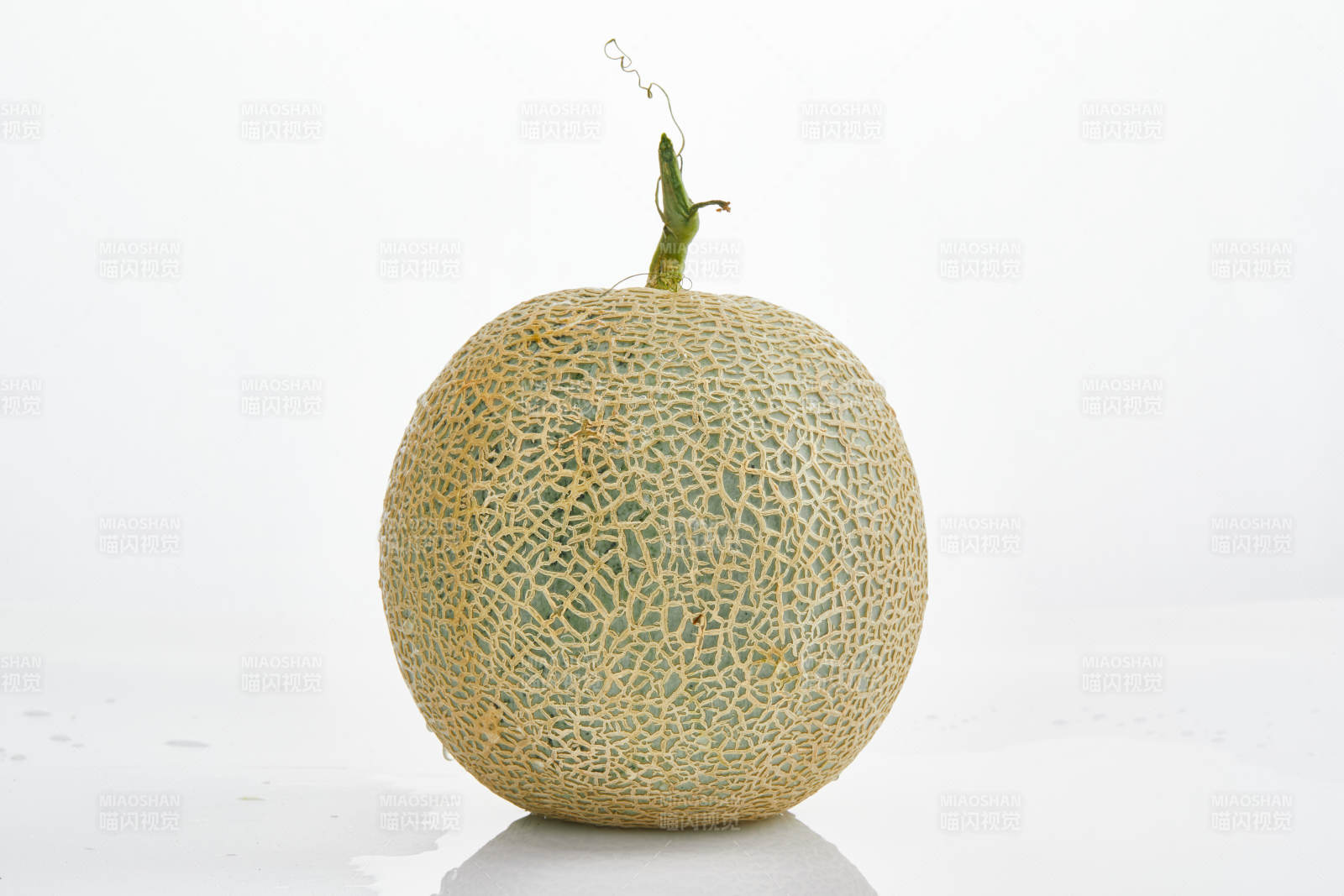 白色背景上摆放的新鲜哈密瓜图片