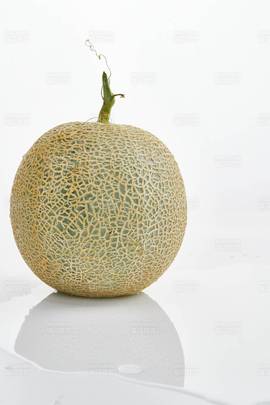 白色背景上摆放的新鲜哈密瓜图片