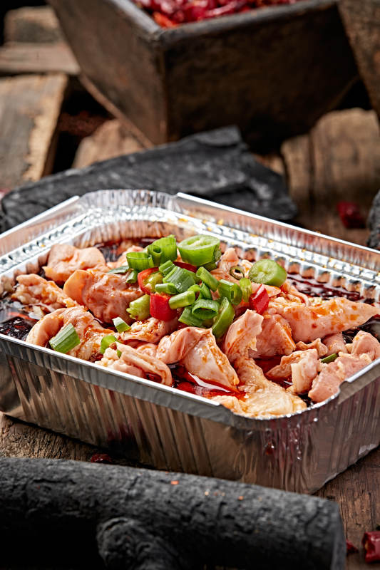 炭烤锡纸香辣红油肥肠图片