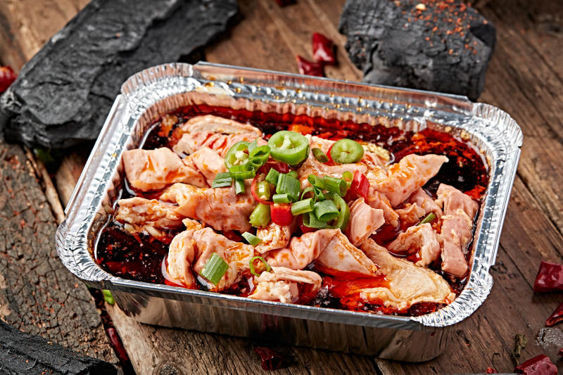 炭烤锡纸香辣红油肥肠图片